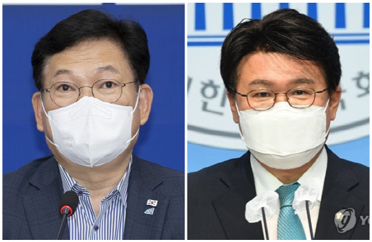 송영길(왼쪽) 더불어민주당 대표와 황운하 의원. 연합뉴스